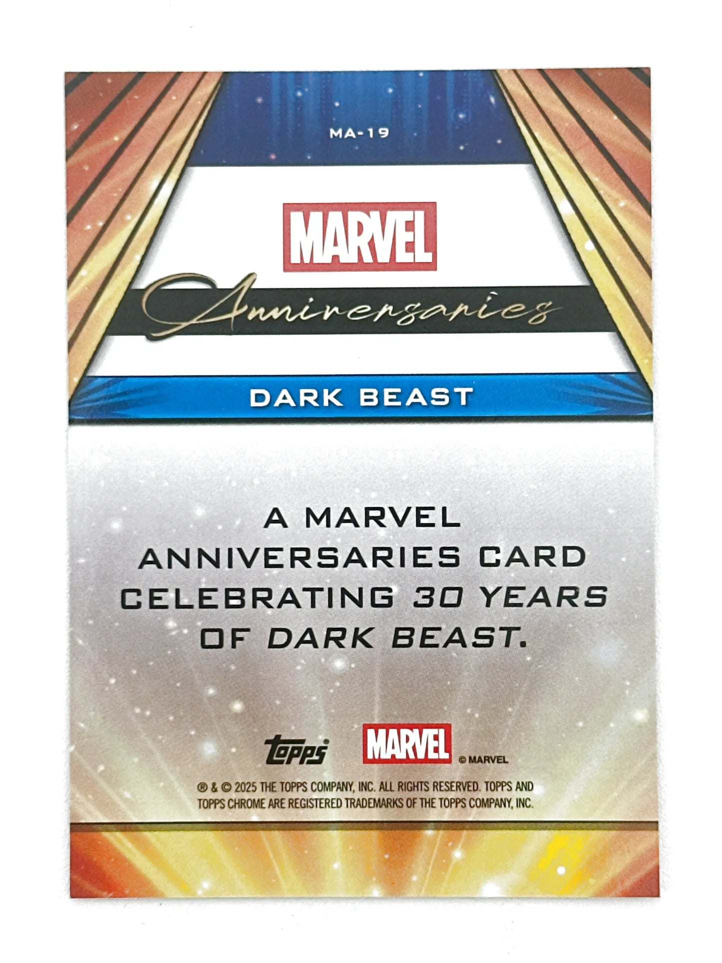 2025 Topps Marvel Chrome #000MA-19 Dark Beast Marvel Anniversaries - Glass City Comics & Collectibles