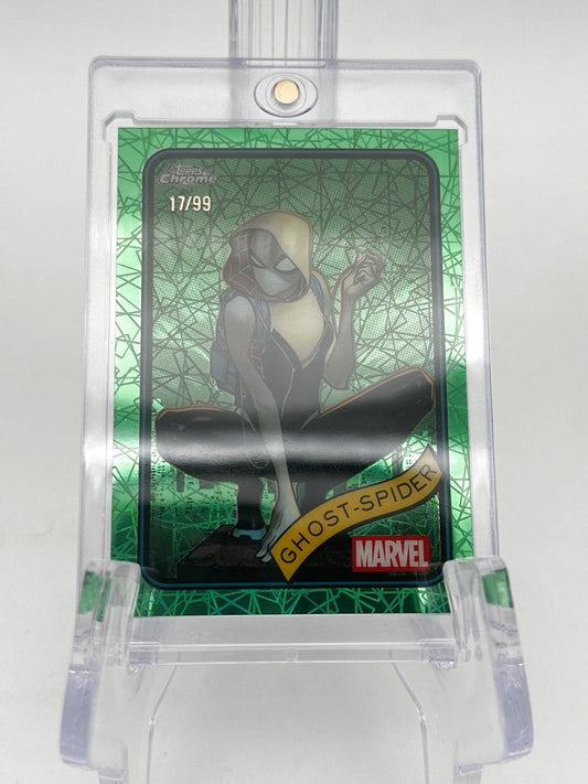 2025 Topps Marvel Chrome #029 Ghost-Spider Hulk Green Lazer Refractor 17/99