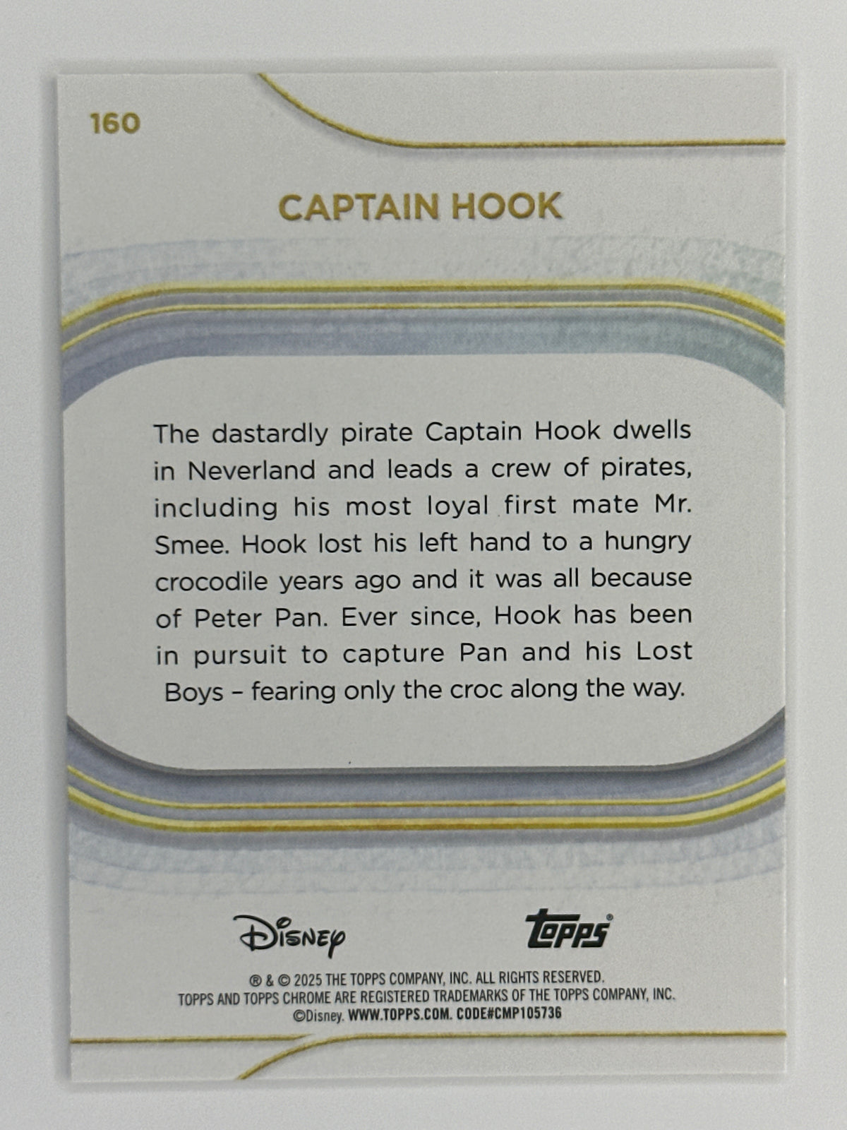 2025 Topps Disney Chrome 160 Captain Hook Base Card