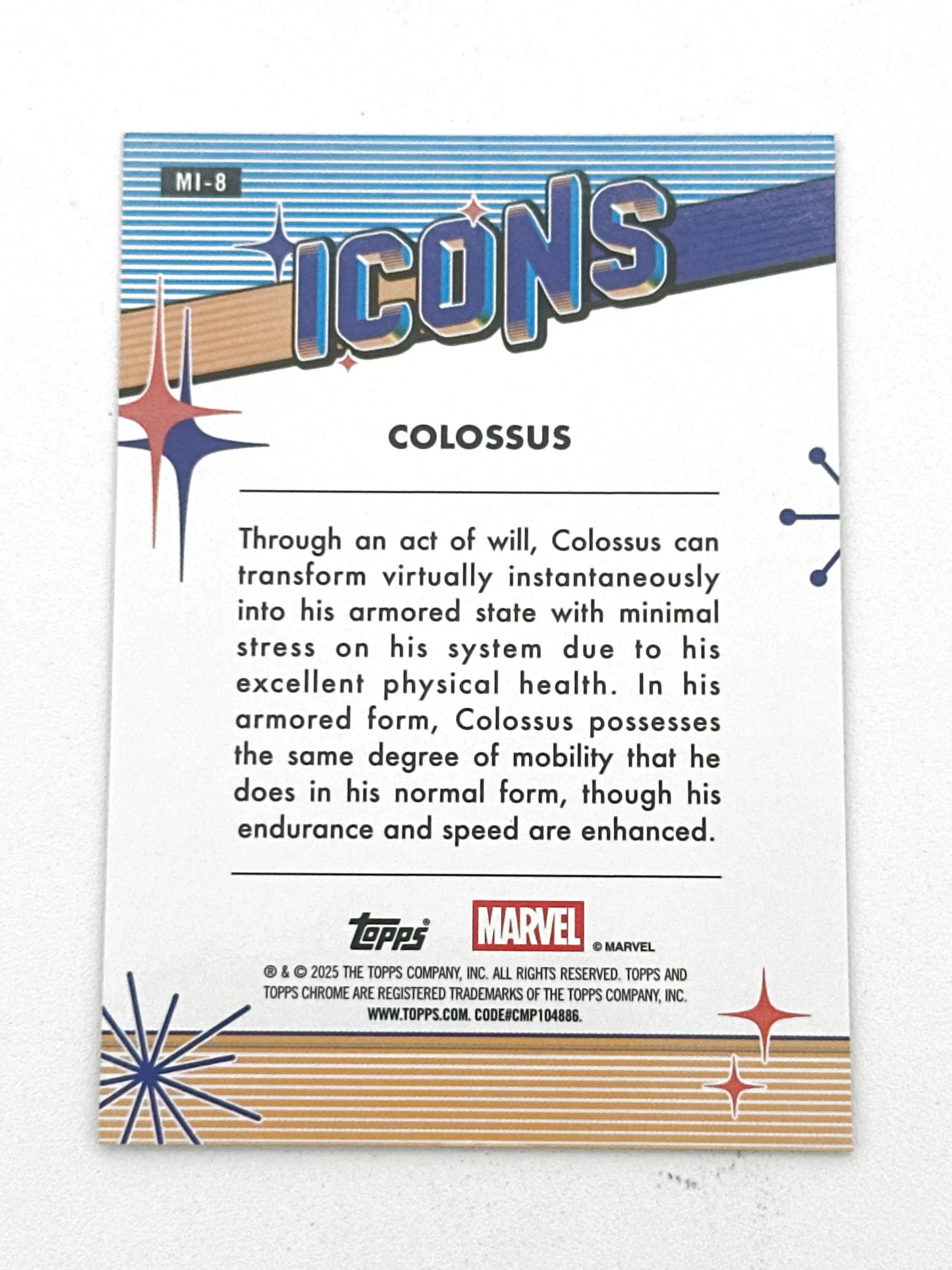 2025 Topps Marvel Chrome #000MI-8 Colossus Icons - Glass City Comics & Collectibles
