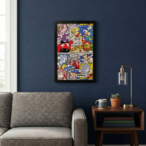 Sonic the Hedgehog Comic Style 11 × 17-Inch Framed Gel-Coated Art Print