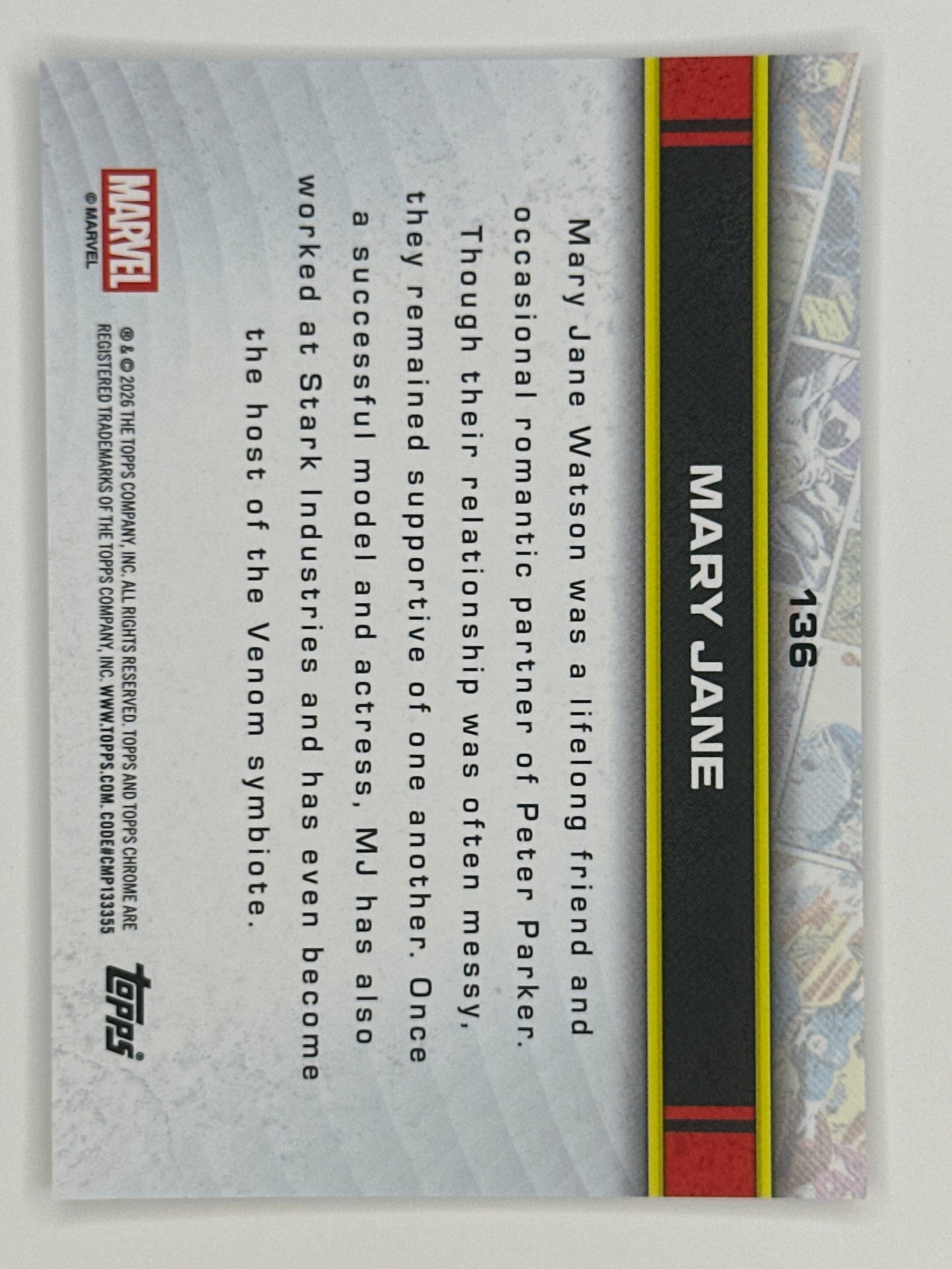 2026 Topps Marvel Chrome 136 Mary Jane Base Card