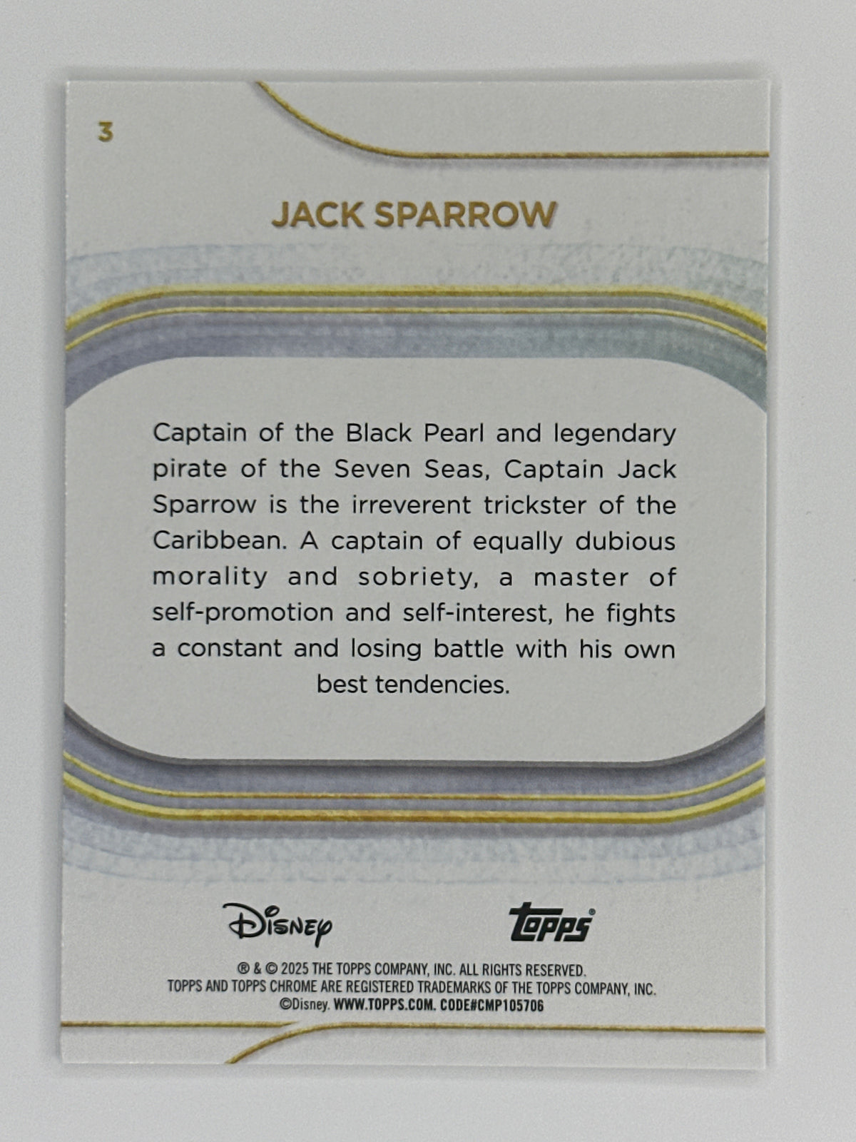 2025 Topps Disney Chrome 003 Jack Sparrow Base Card