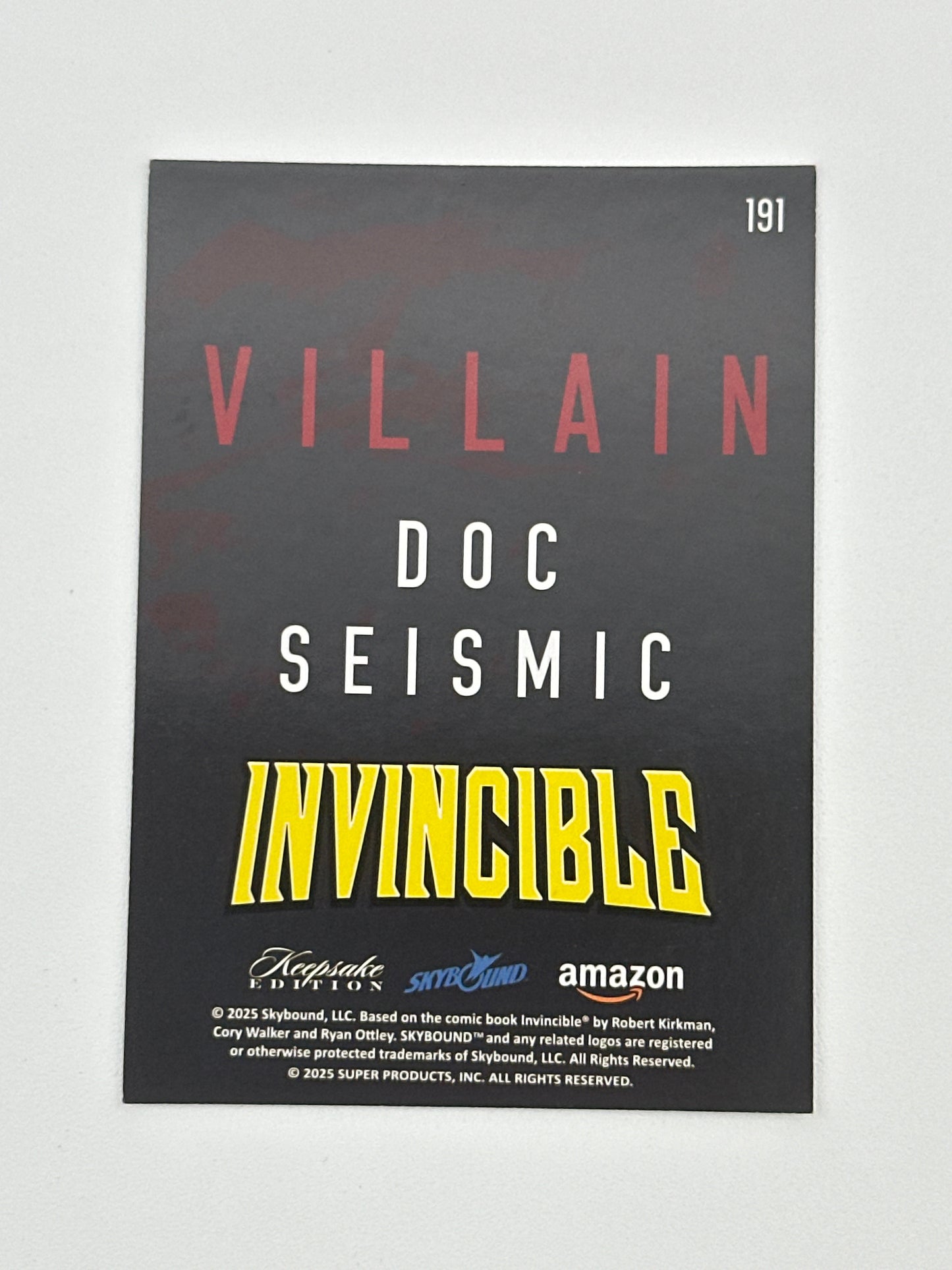 2025 Invincible Season 1 Keepsake Trading Card #191 Doc Seismic Villain Silver Foil Card