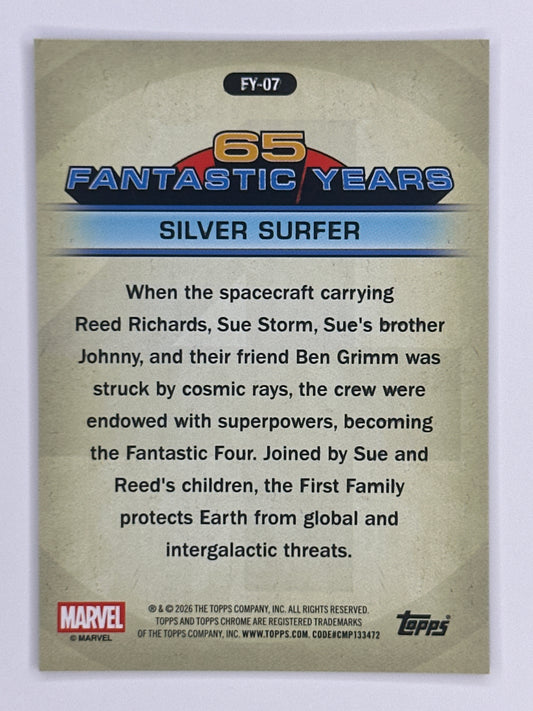 2026 Topps Marvel Chrome FY-07 Silver Surfer 65 Fantastic Years Refractor Card
