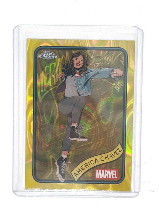 2025 Topps Marvel Chrome #153 America Chavez Yellow Lava Refractor
