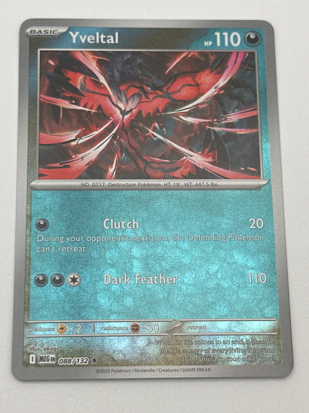 Pokémon Trading Card Game Mega Evolution MEG 088/132 Yveltal Reverse Holo Card