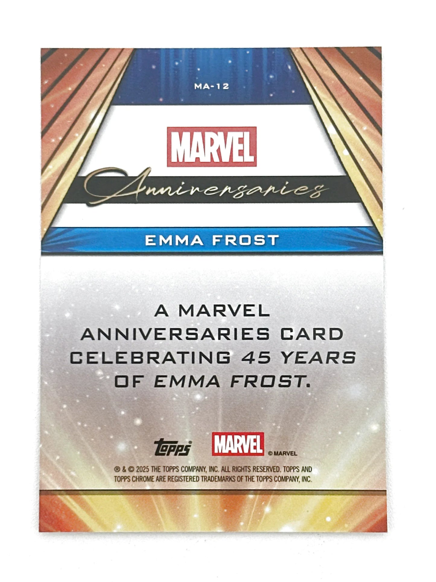 2025 Topps Marvel Chrome #000MA-12 Emma Frost Marvel Anniversaries - Glass City Comics & Collectibles