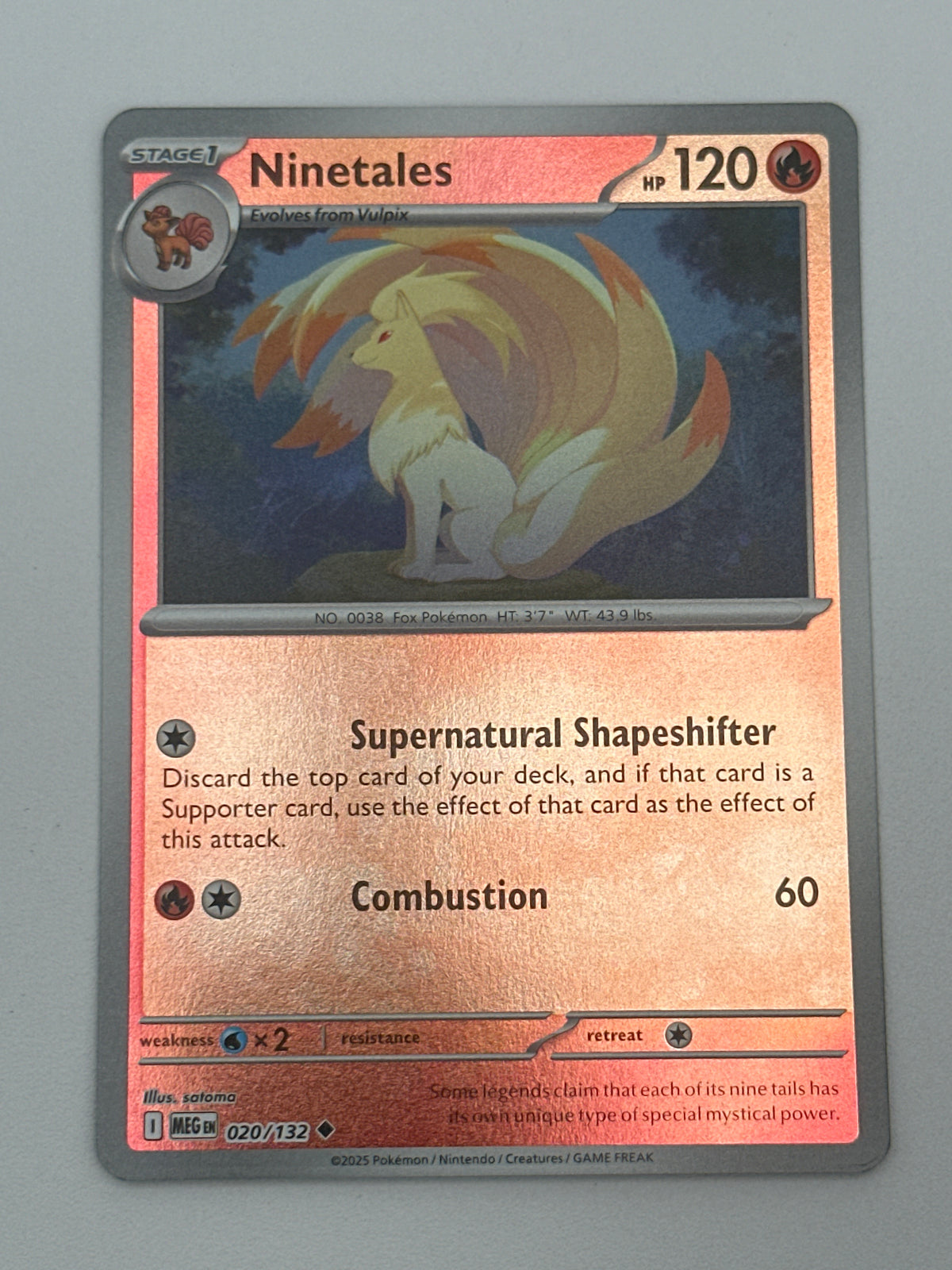 Pokémon Trading Card Game Mega Evolution MEG 020/132 Ninetales Reverse Holo Card
