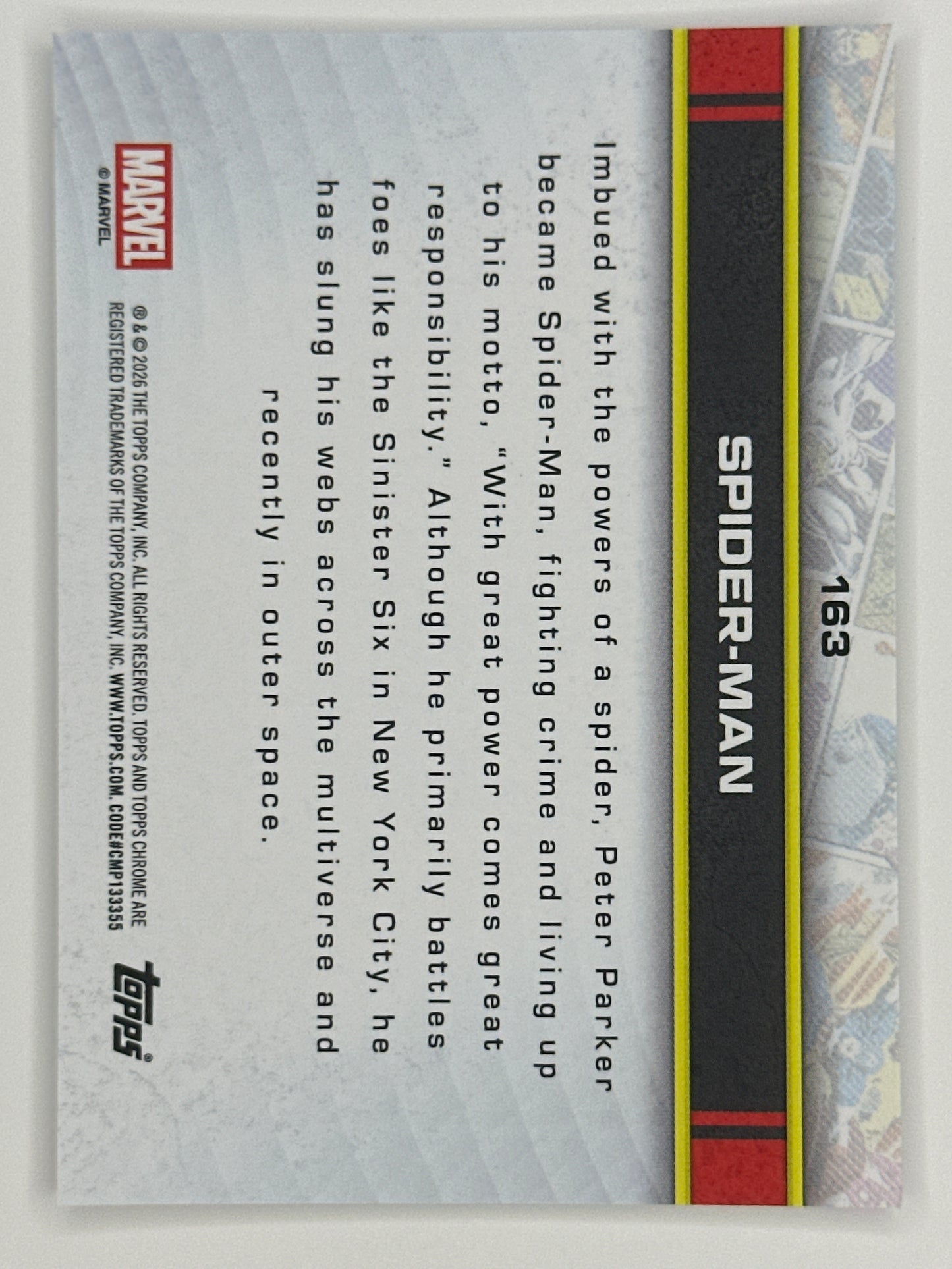 2026 Topps Marvel Chrome 163 Spider-Man Base Card