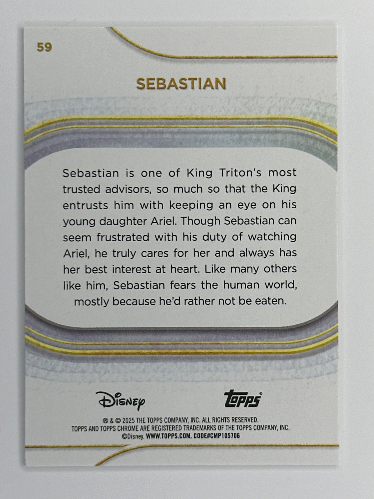 2025 Topps Disney Chrome 059 Sebatian Mini-Diamonds Refractor Card