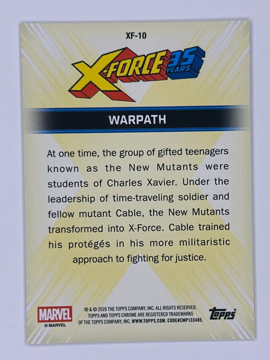 2026 Topps Marvel Chrome XF-10 Warpath X-Force 35 Years Refractor Card