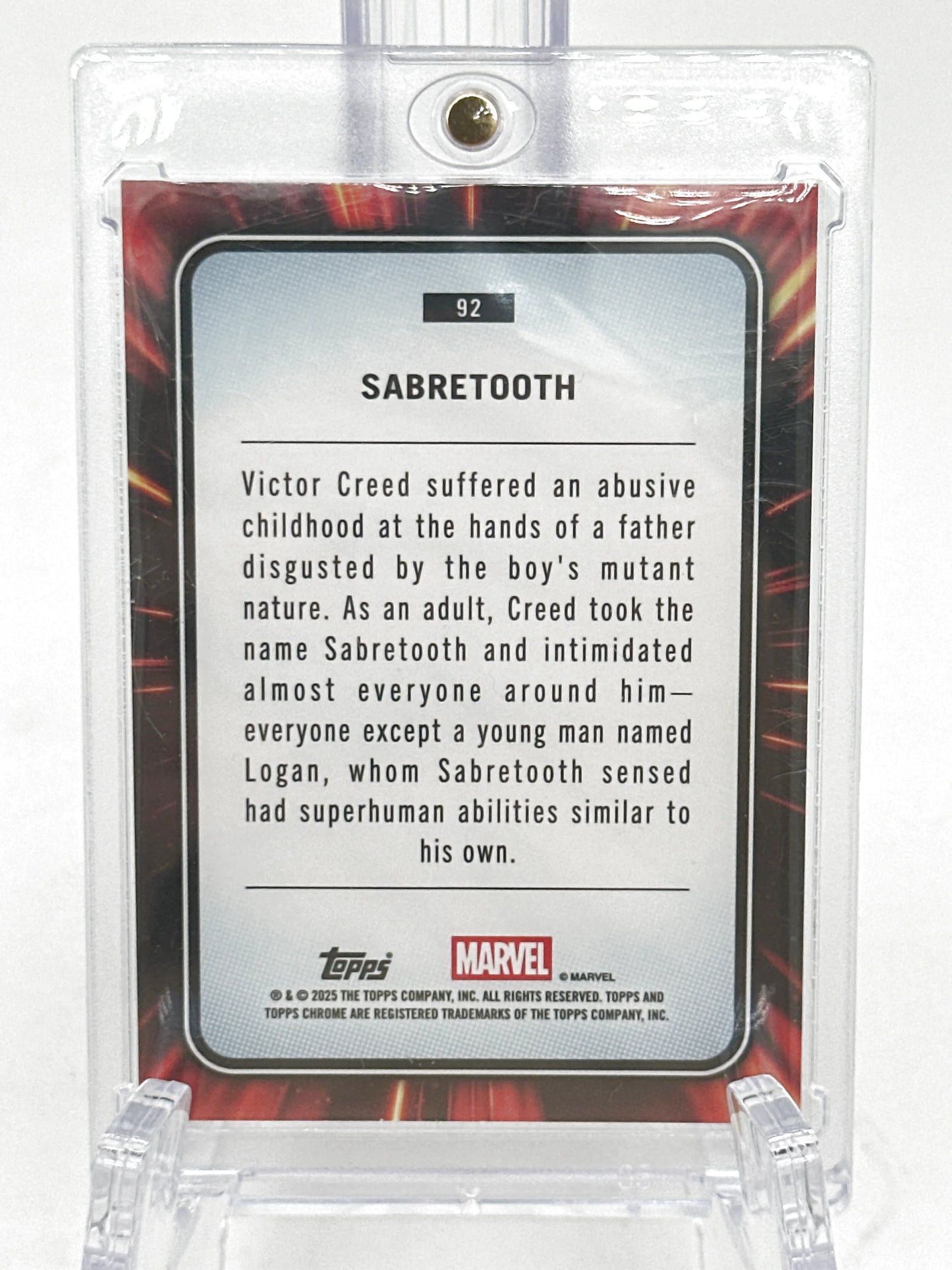 2025 Topps Marvel Chrome #092 Sabretooth Blue & Red Spider Web Refractor 45/62