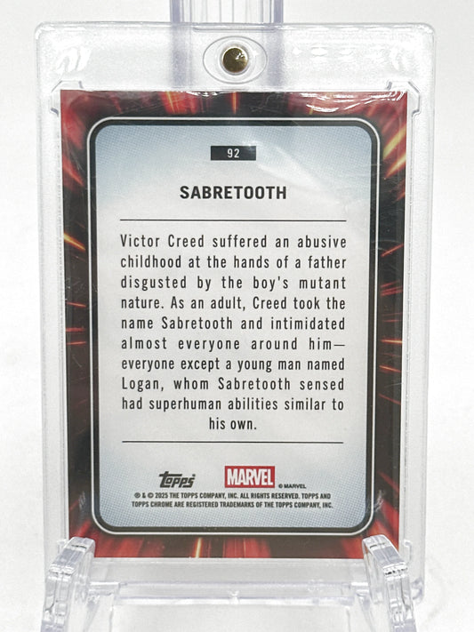 2025 Topps Marvel Chrome #092 Sabretooth Blue & Red Spider Web Refractor 45/62