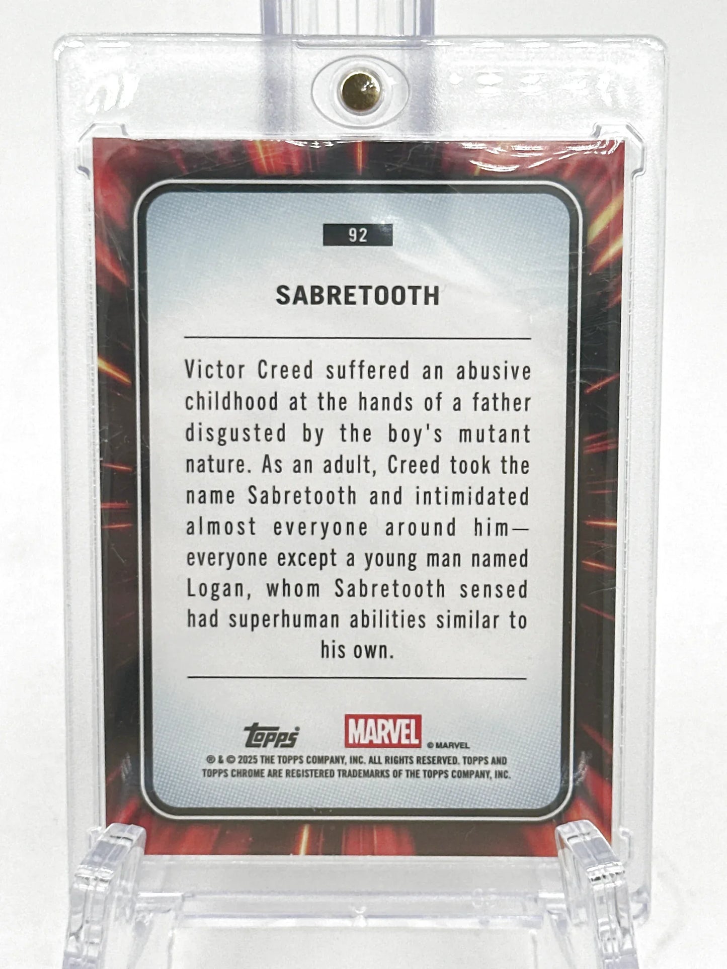 2025 Topps Marvel Chrome #092 Sabretooth Blue & Red Spider Web Refractor 45/62 - Glass City Comics & Collectibles