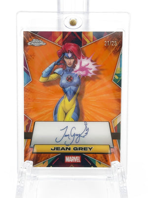 2025 Topps Marvel Chrome #000FA-JG Jean Grey Facsimile Auto Orange Refractor 21/25