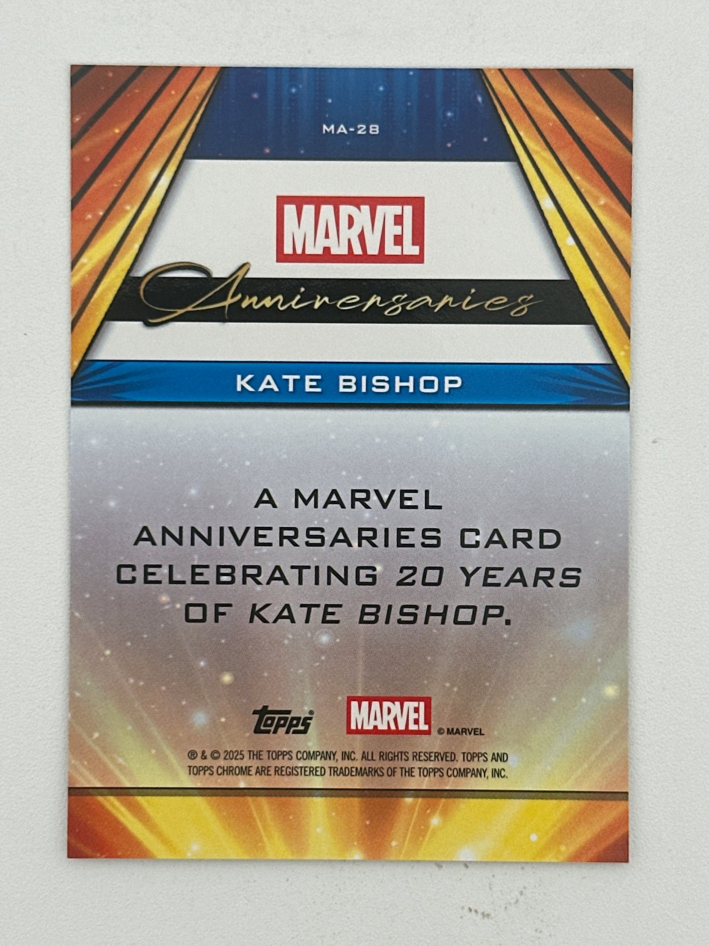 Marvel Topps Chrome Anniversaries Kate Bishop