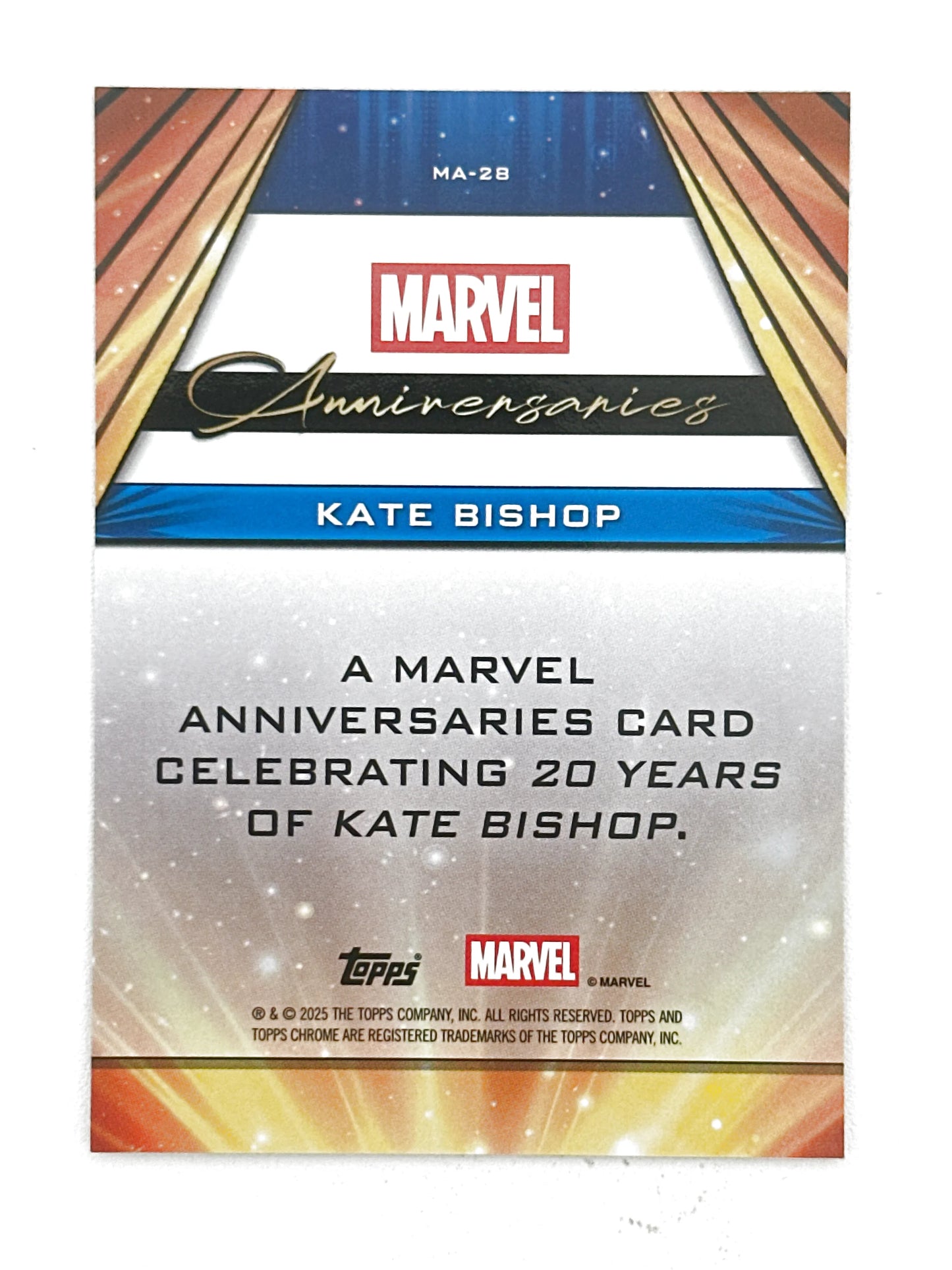 Marvel Topps Chrome Anniversaries Kate Bishop