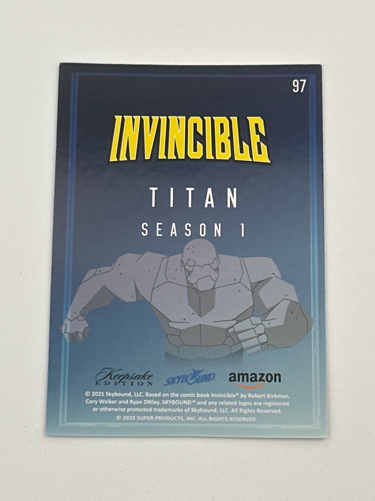 2025 Invincible Season 1 Keepsake Trading Card #097 Titan Blue Holo Parallel Card