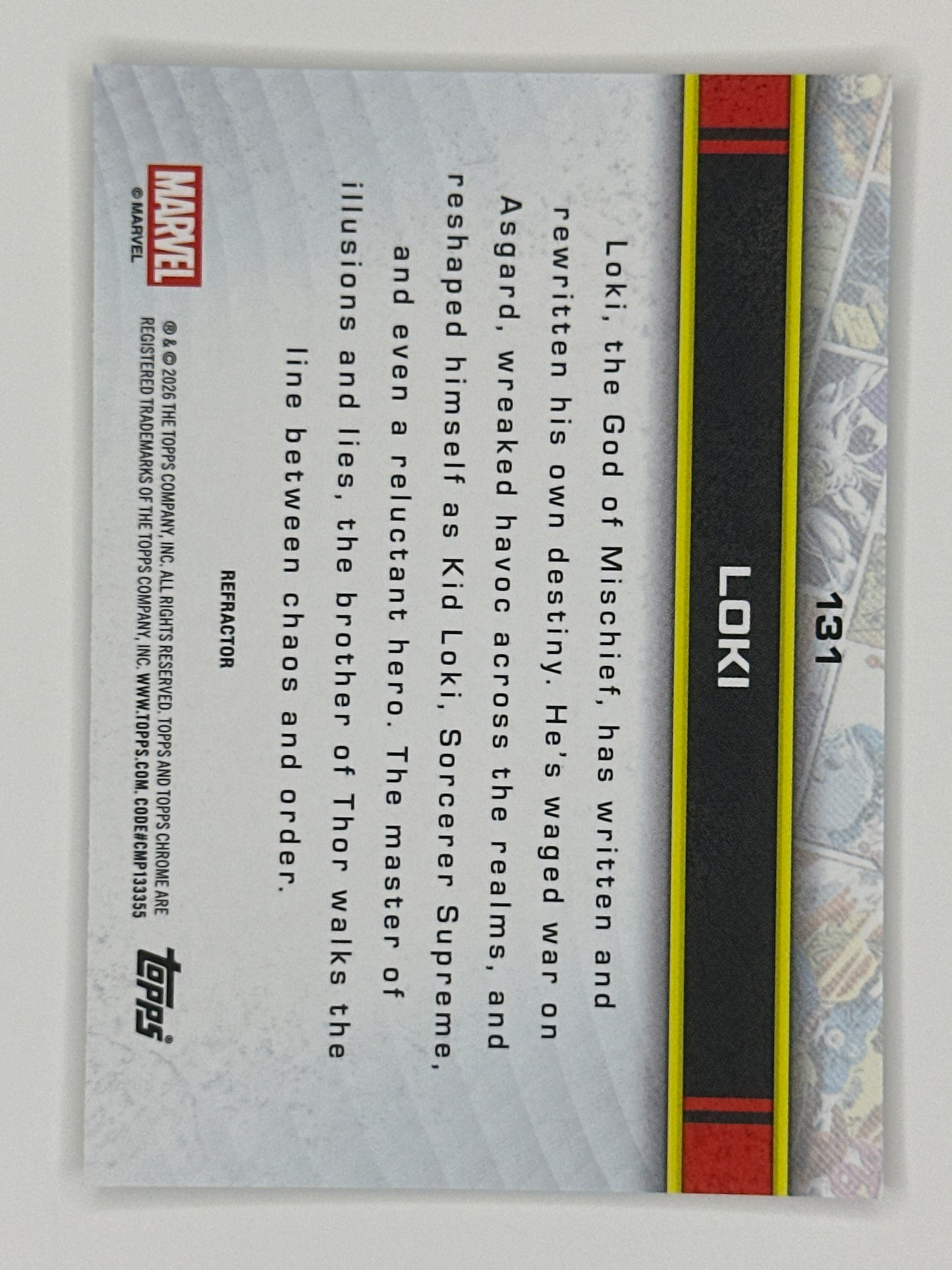 2026 Topps Marvel Chrome 131 Loki Base Refractor Card