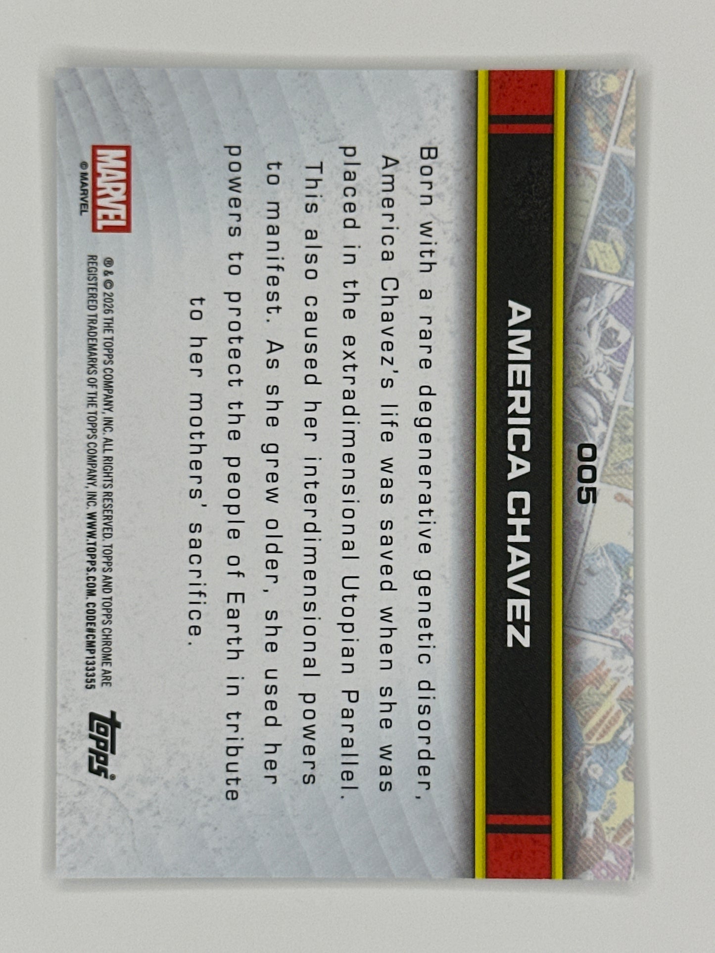 2026 Topps Marvel Chrome 005 America Chavez Base Card