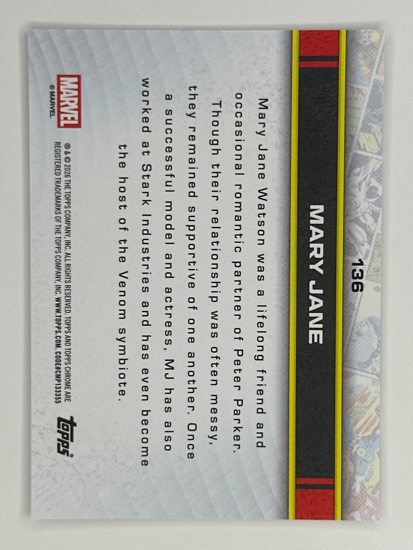 2026 Topps Marvel Chrome 136 Mary Jane RayWave Refractor Card