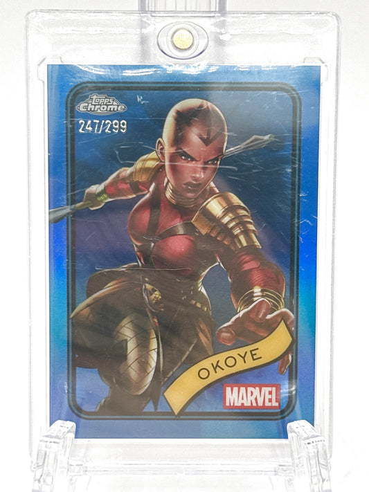 2025 Topps Marvel Chrome #058 Okoye Blue Refractor 247/299