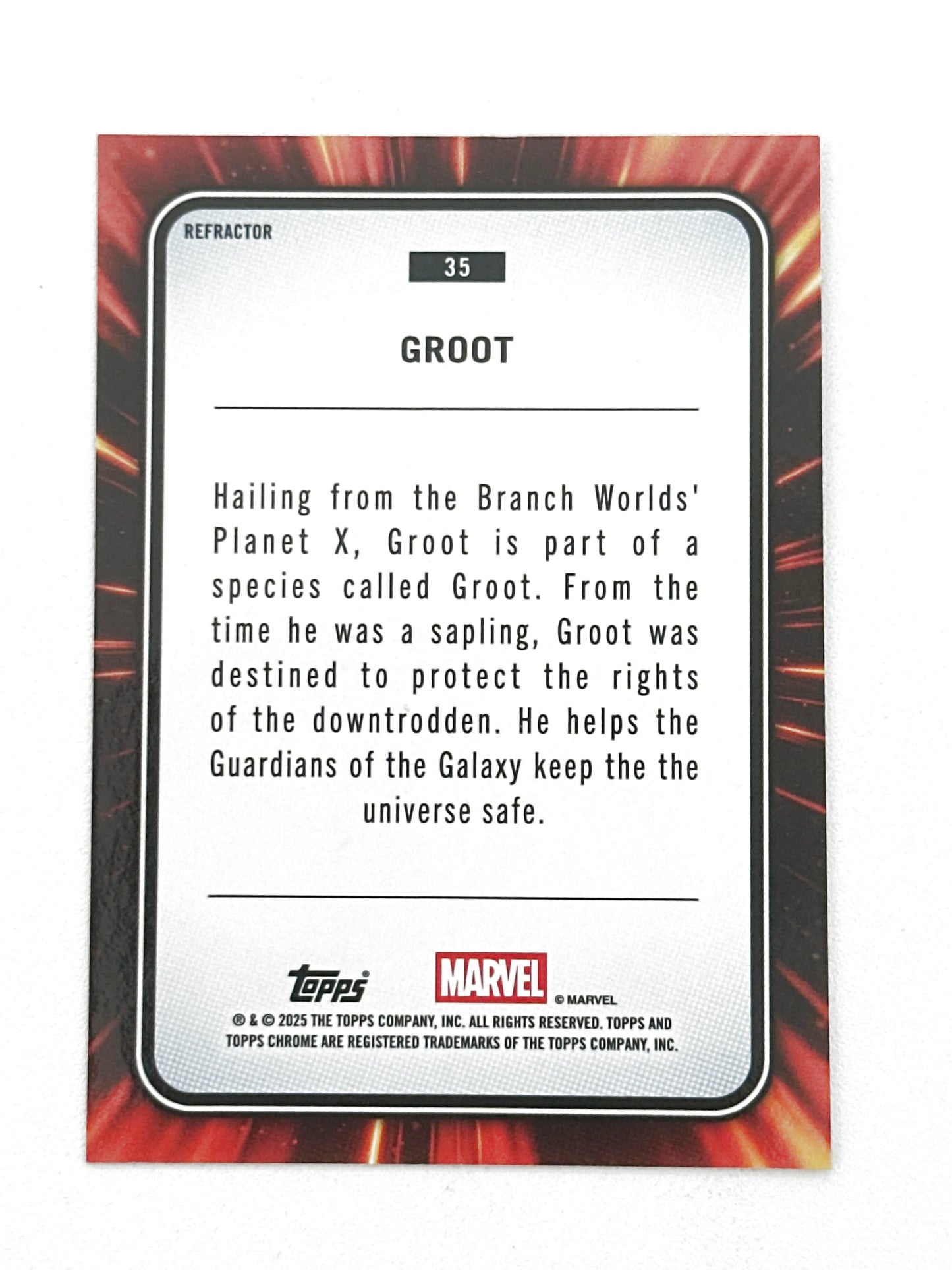 2025 Topps Marvel Chrome #035 Groot Base Refractor