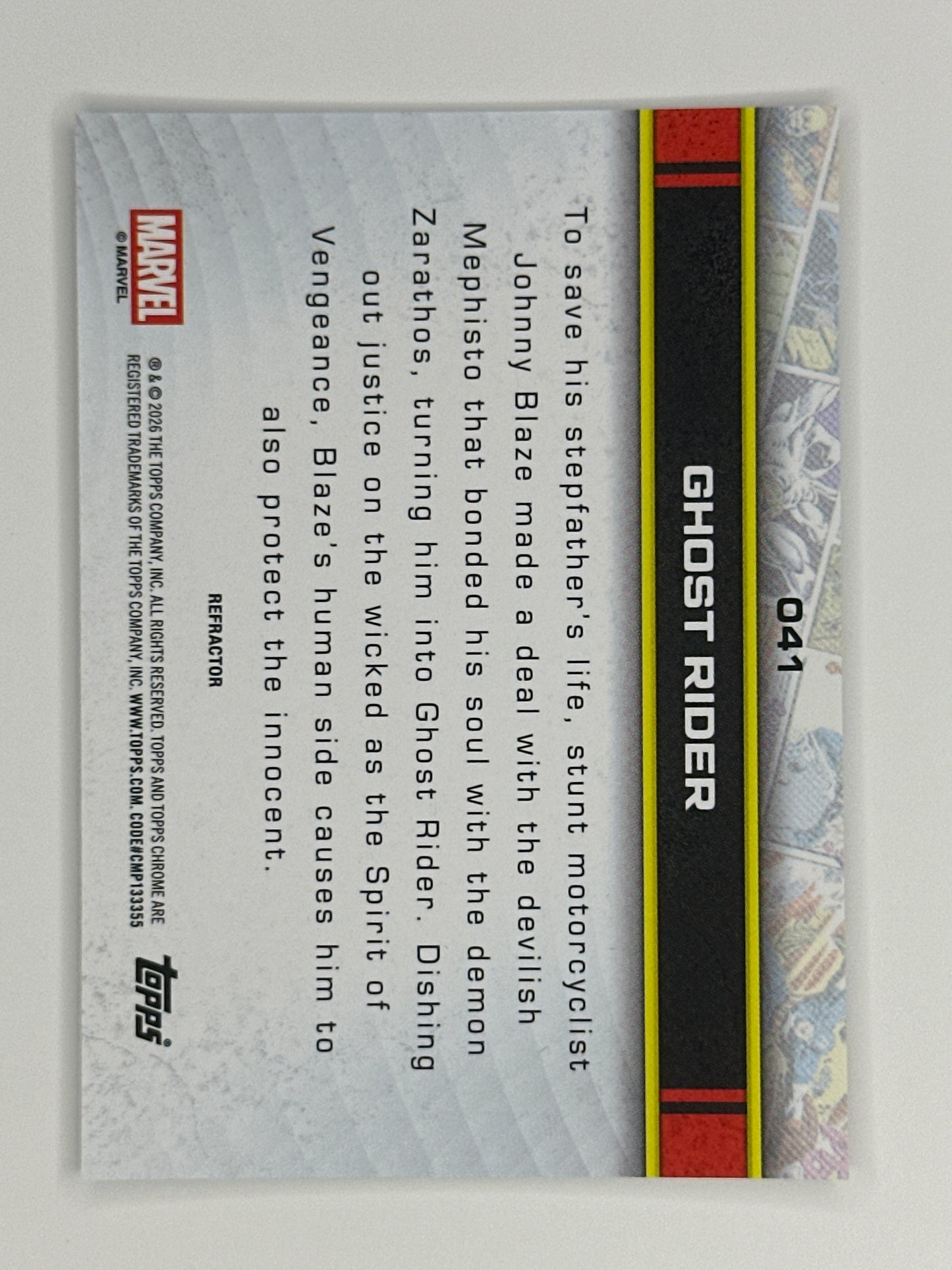 2026 Topps Marvel Chrome 041 Ghost Rider Base Refractor Card
