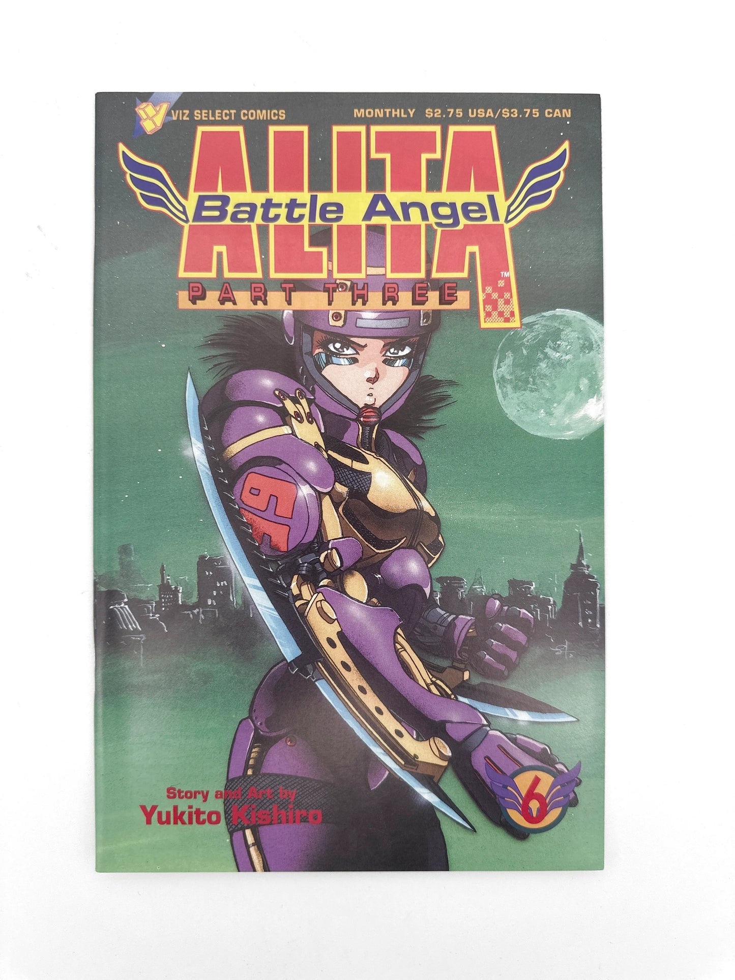 A comic book featuring an armored female character with a blade, under a moonlit sky.