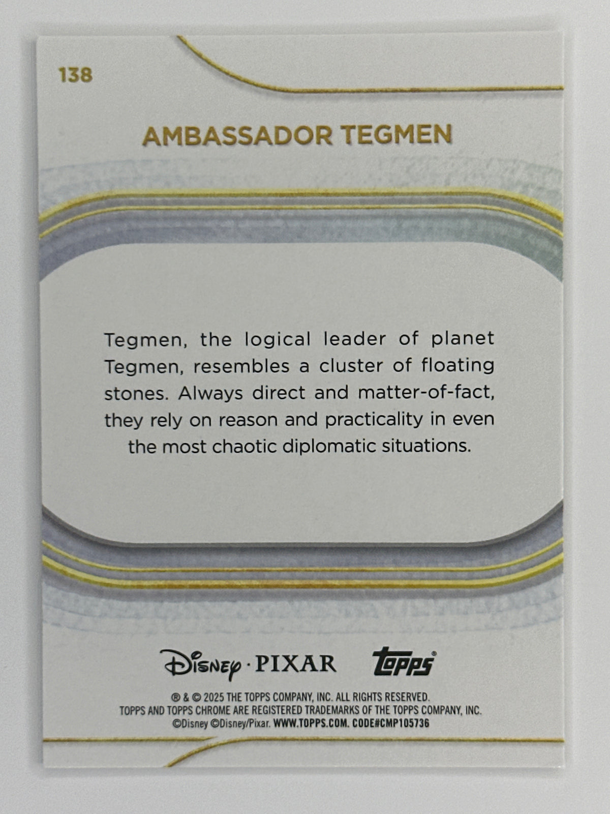 2025 Topps Disney Chrome 138 Ambassador Tegmen Base Card