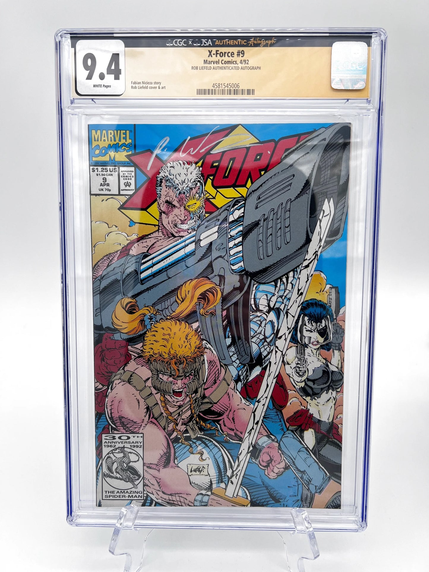 X-Force #9 Rob Liefeld Autographed Graded