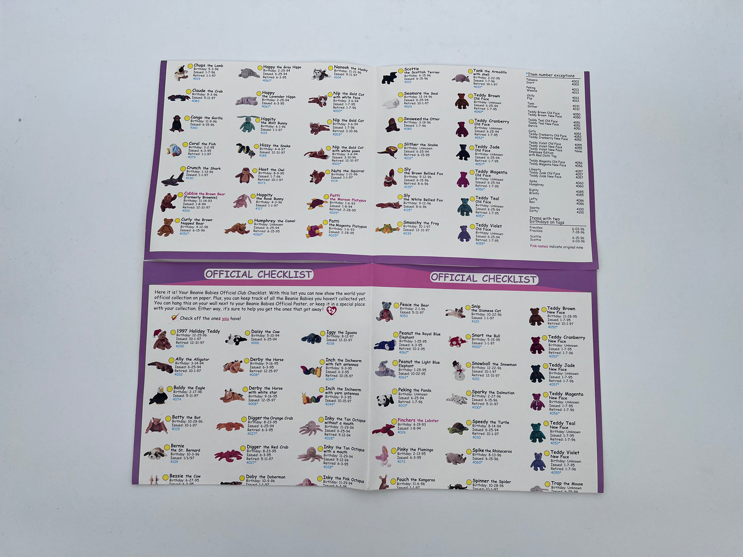 TY Beanie Baby Collector’s Checklist