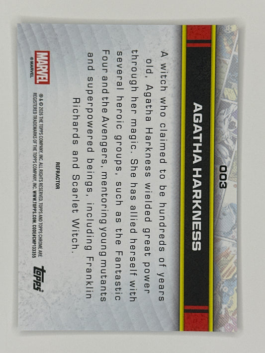 2026 Topps Marvel Chrome 003 Agatha Harkness Base Refractor Card