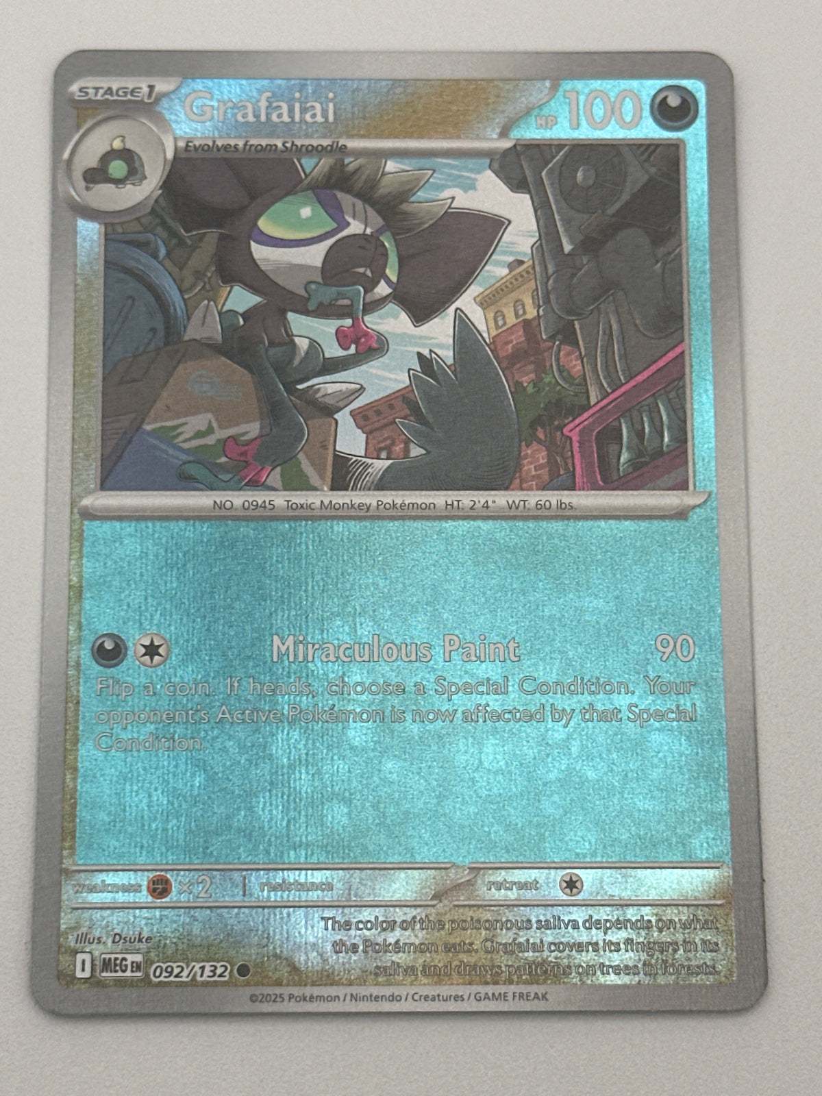 Pokémon Trading Card Game Mega Evolution MEG 092/132 Grafaiai Reverse Holo Card