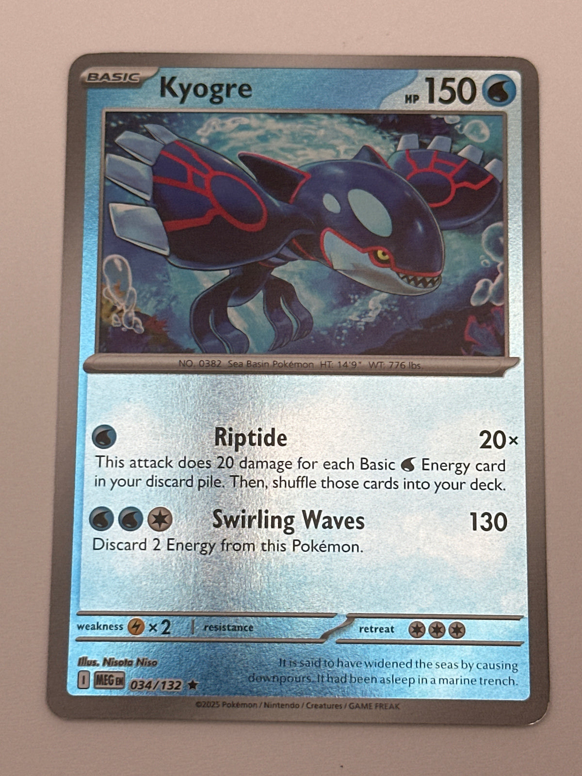 Pokémon Trading Card Game Mega Evolution MEG 034/132 Kyogre Reverse Holo Card