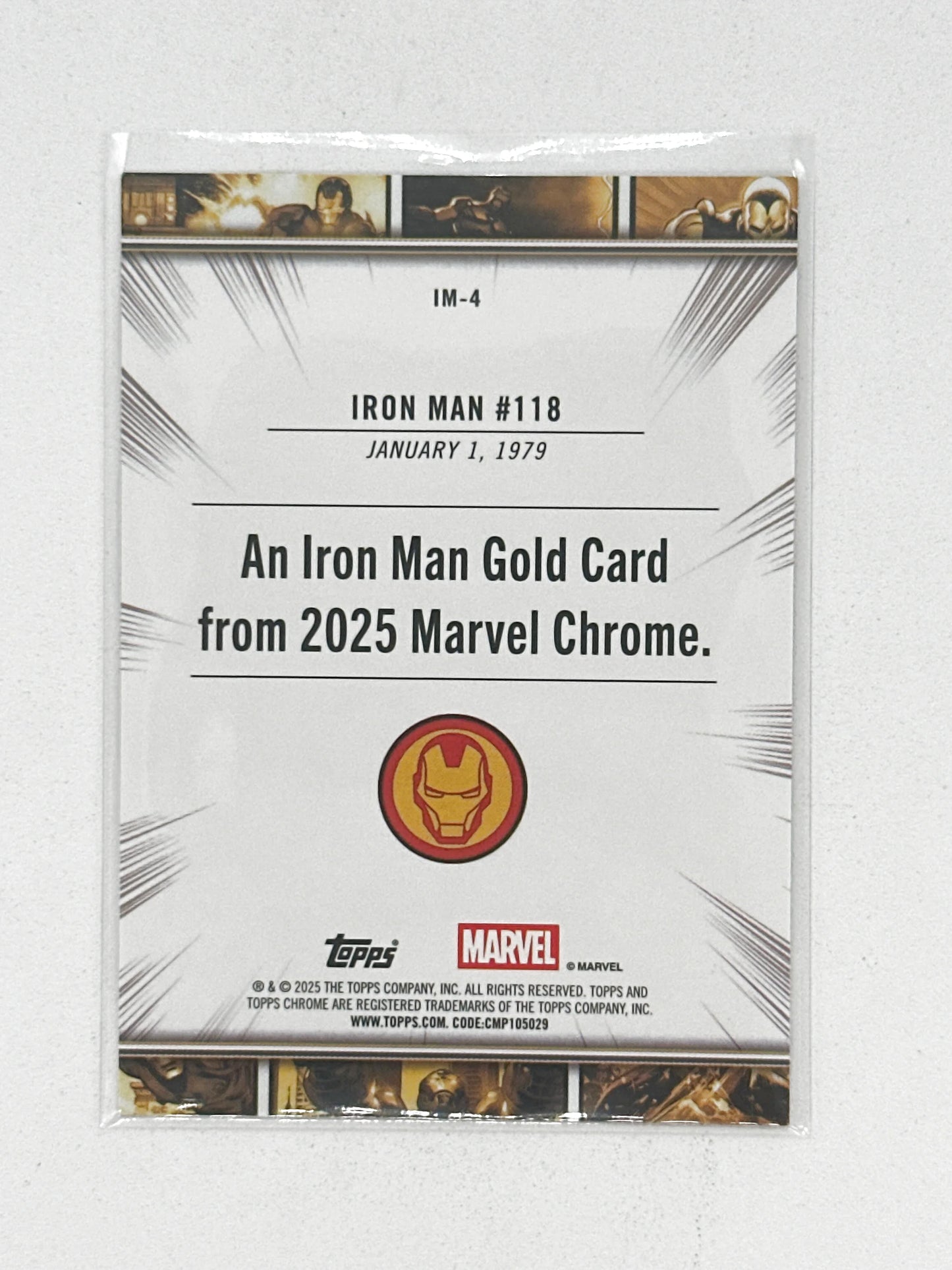 2025 Topps Marvel Chrome #000IM-04 Iron Man #118 Iron Man Gold Base