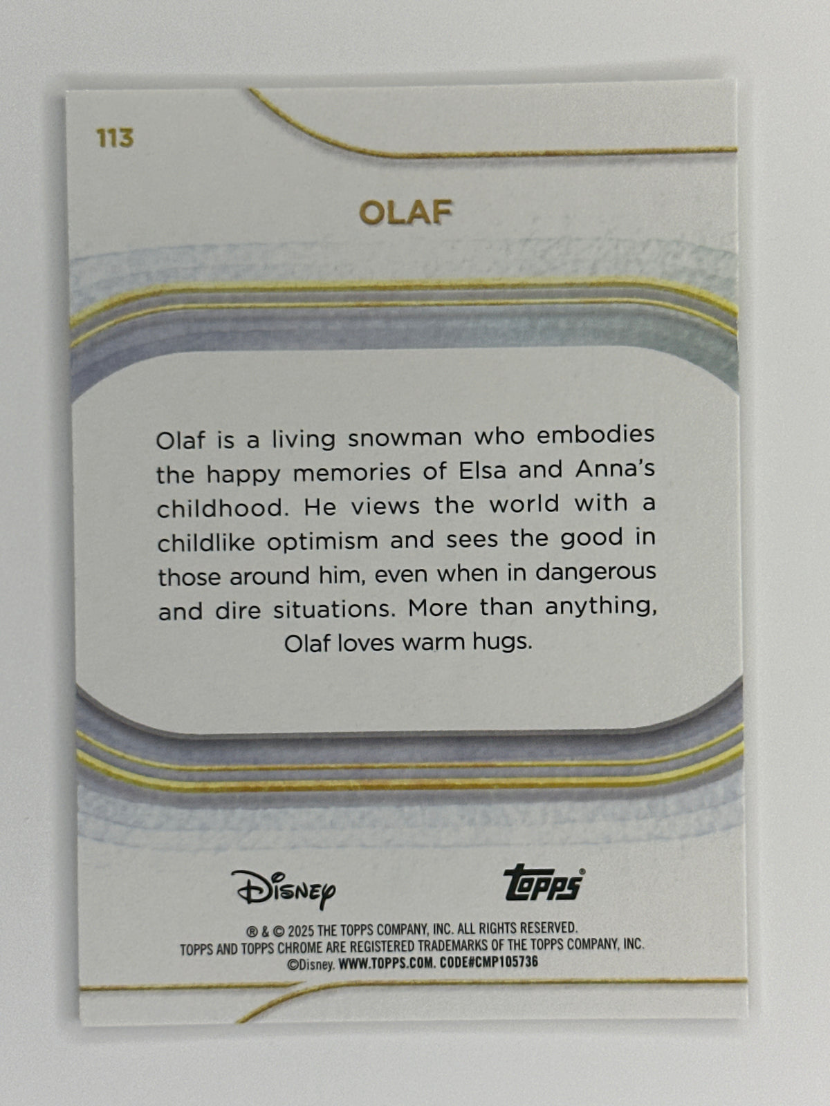 2025 Topps Disney Chrome 113 Olaf Base Card
