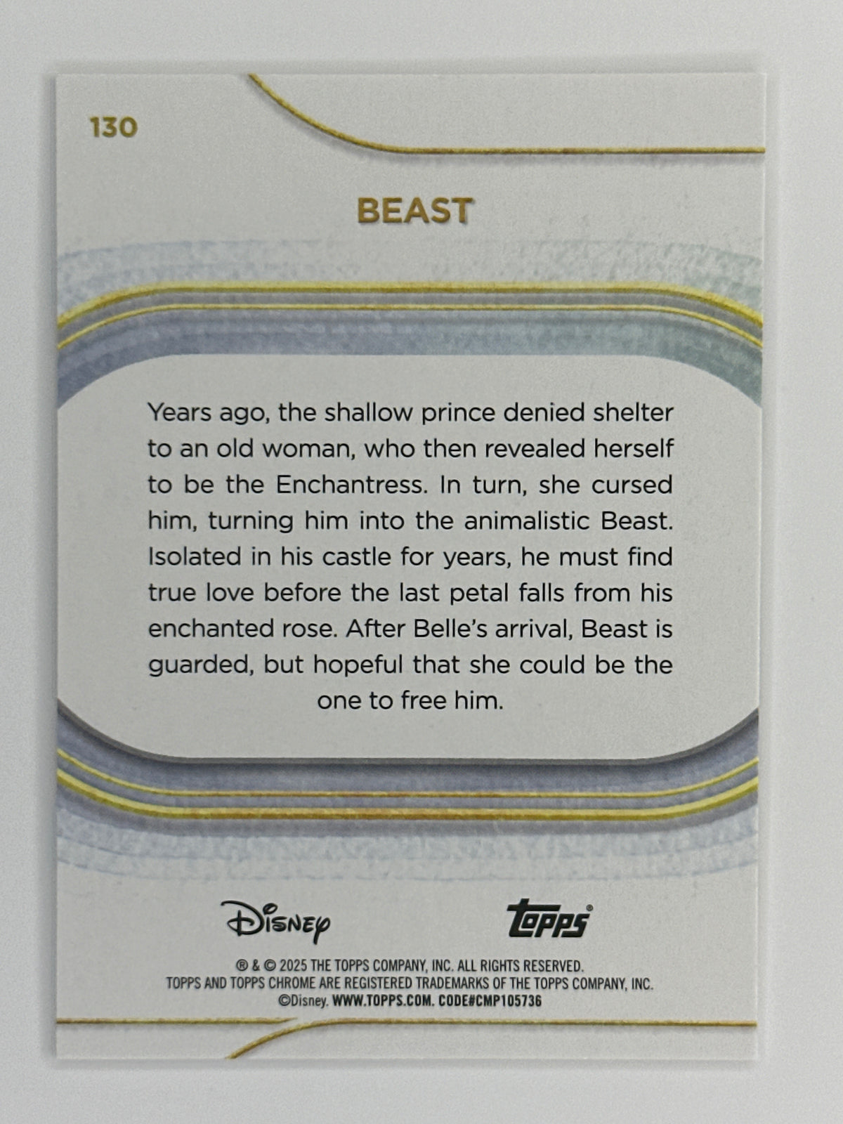2025 Topps Disney Chrome 130 Beast Base Card