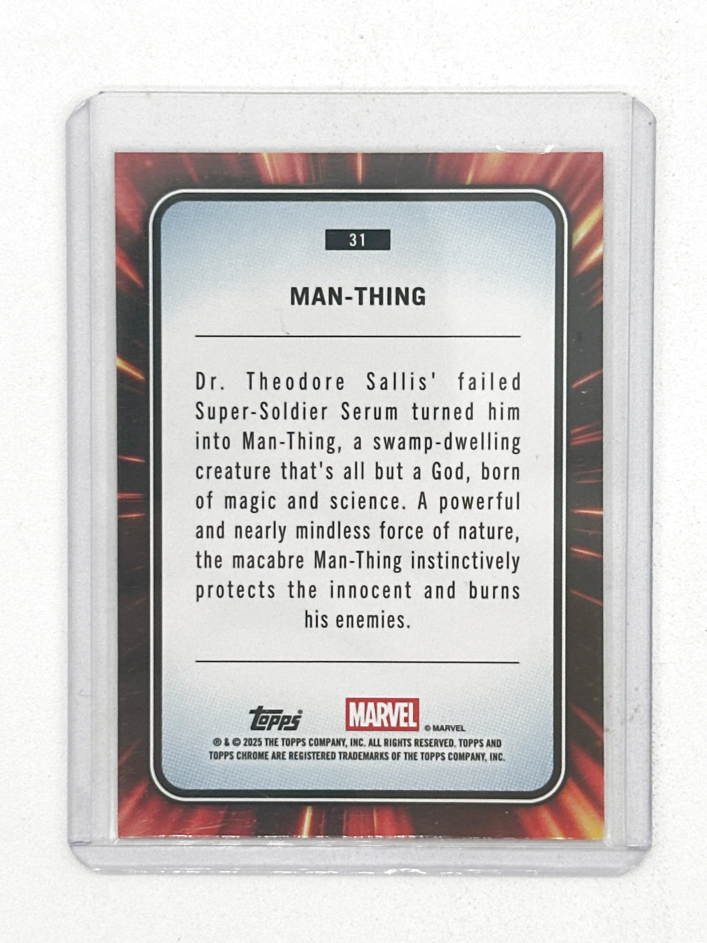 2025 Topps Marvel Chrome #031 Man Thing Yellow Lava Refractor