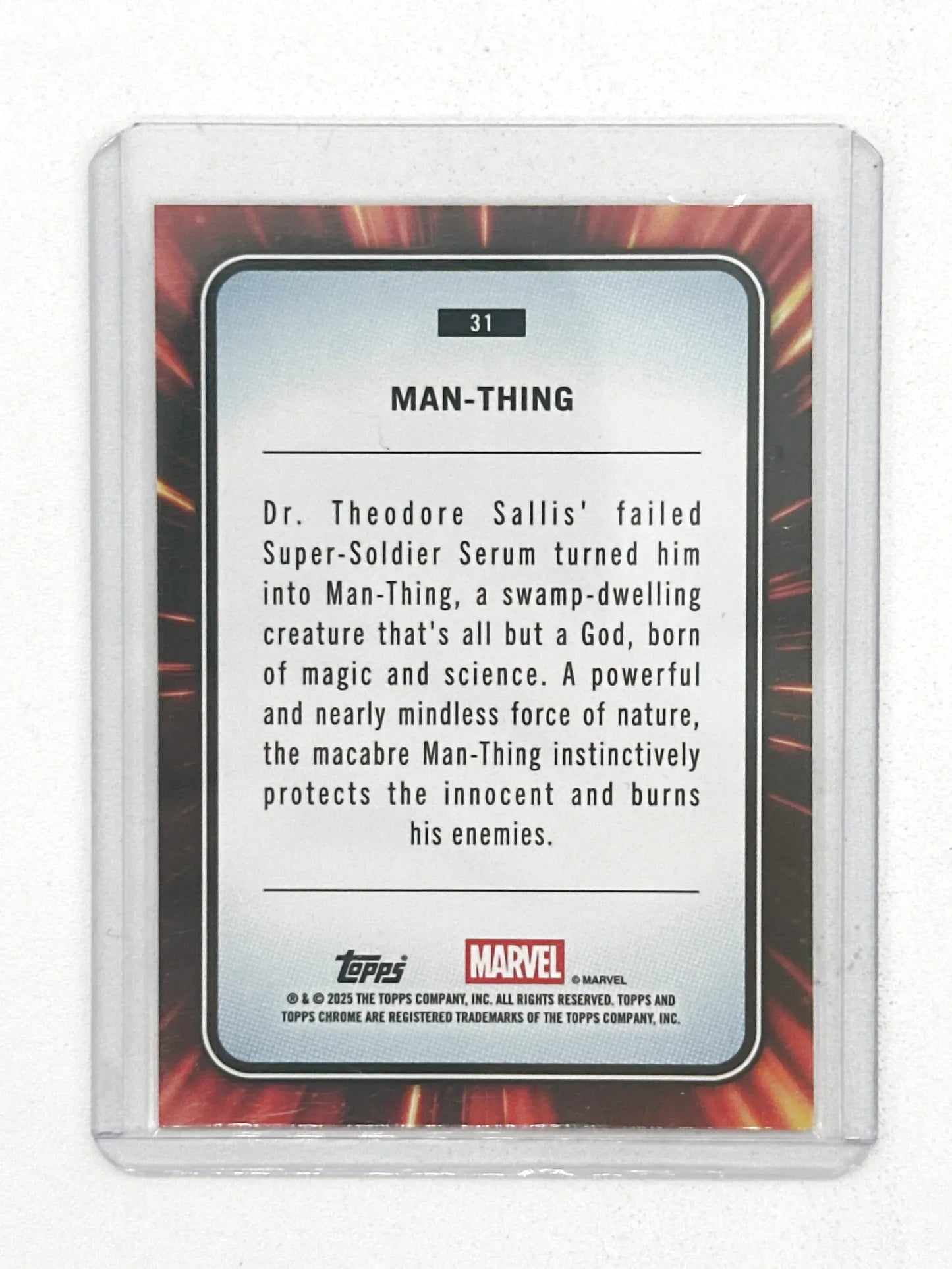 2025 Topps Marvel Chrome #031 Man Thing Yellow Lava Refractor - Glass City Comics & Collectibles