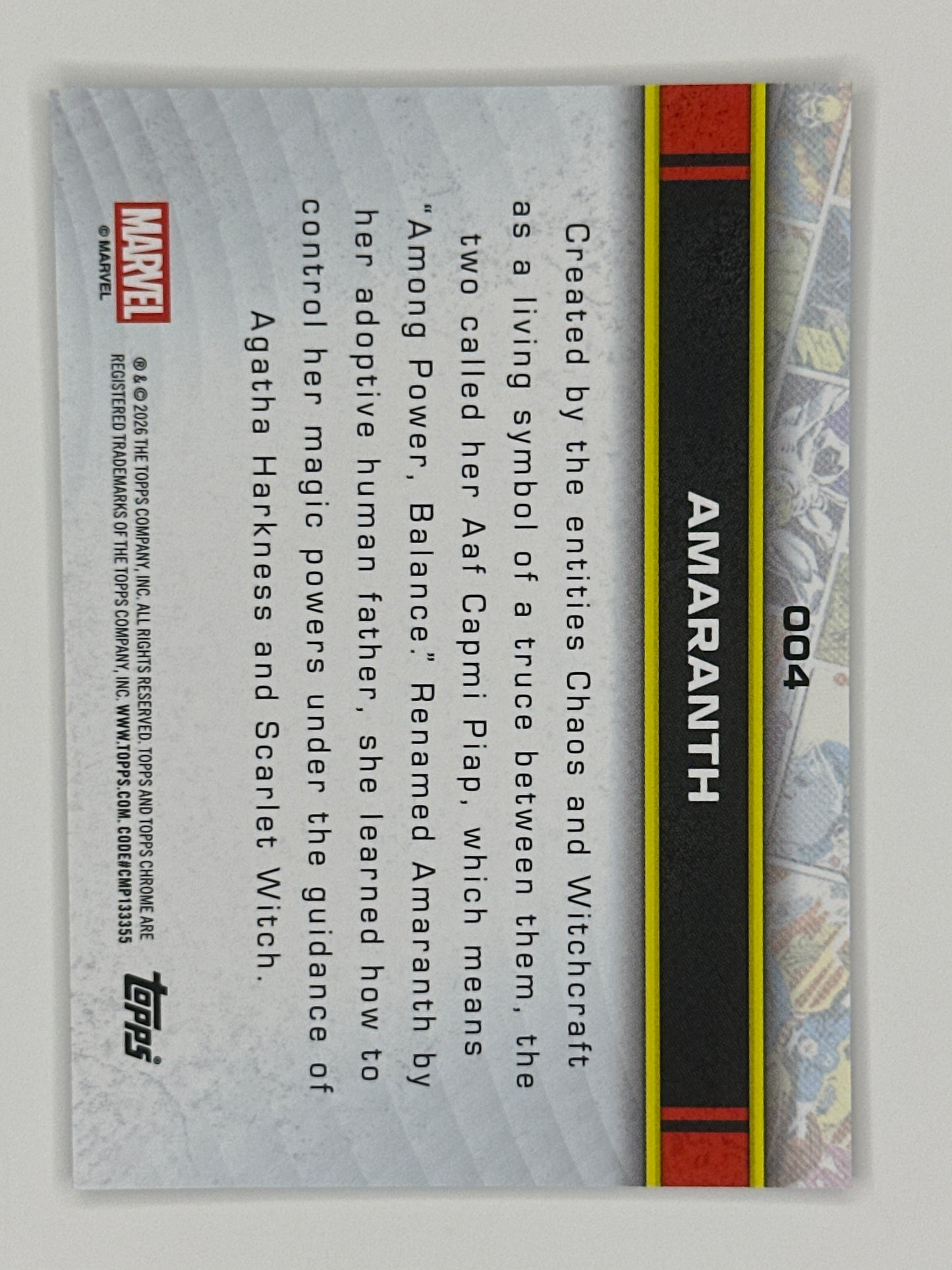 2026 Topps Marvel Chrome 004 Amaranth Base Card