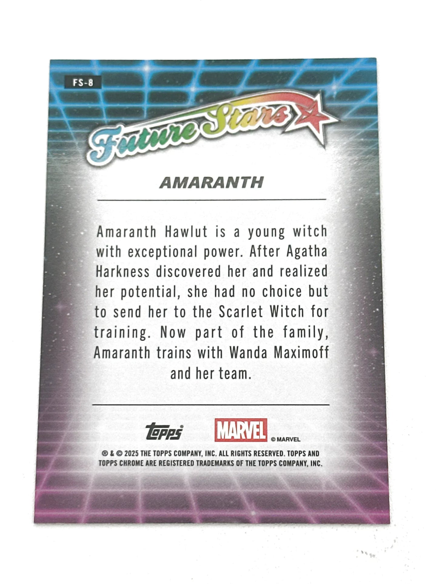 2025 Topps Marvel Chrome #000FS-8 Amaranth Future Stars - Glass City Comics & Collectibles