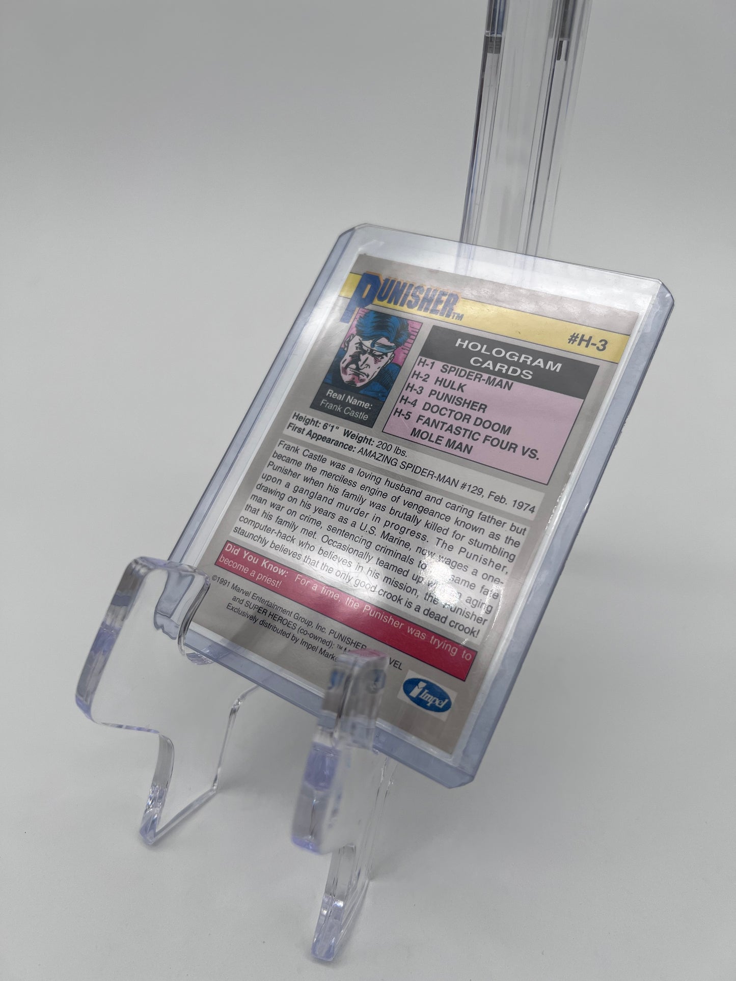 1991 Marvel Universe Hologram Series 2 Punisher H-3 Card