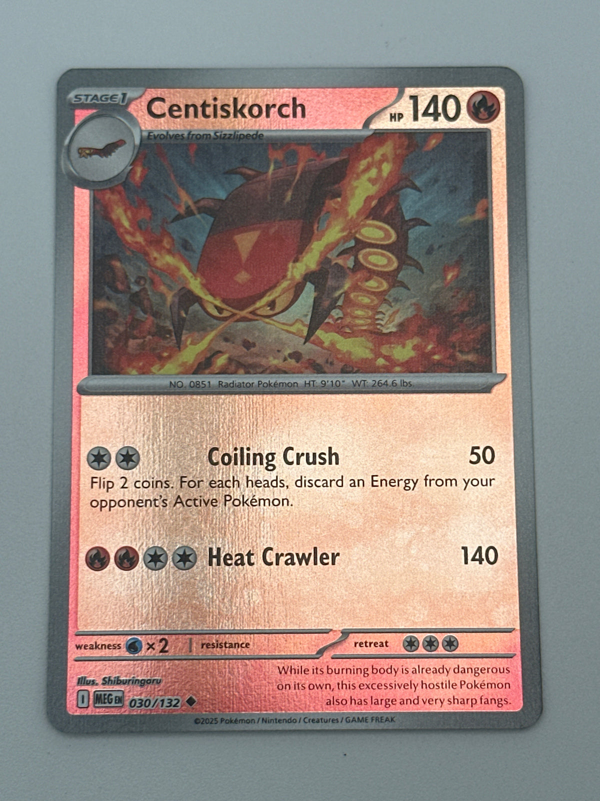 Pokémon Trading Card Game Mega Evolution MEG 030/132 Centiskorch Reverse Holo Card