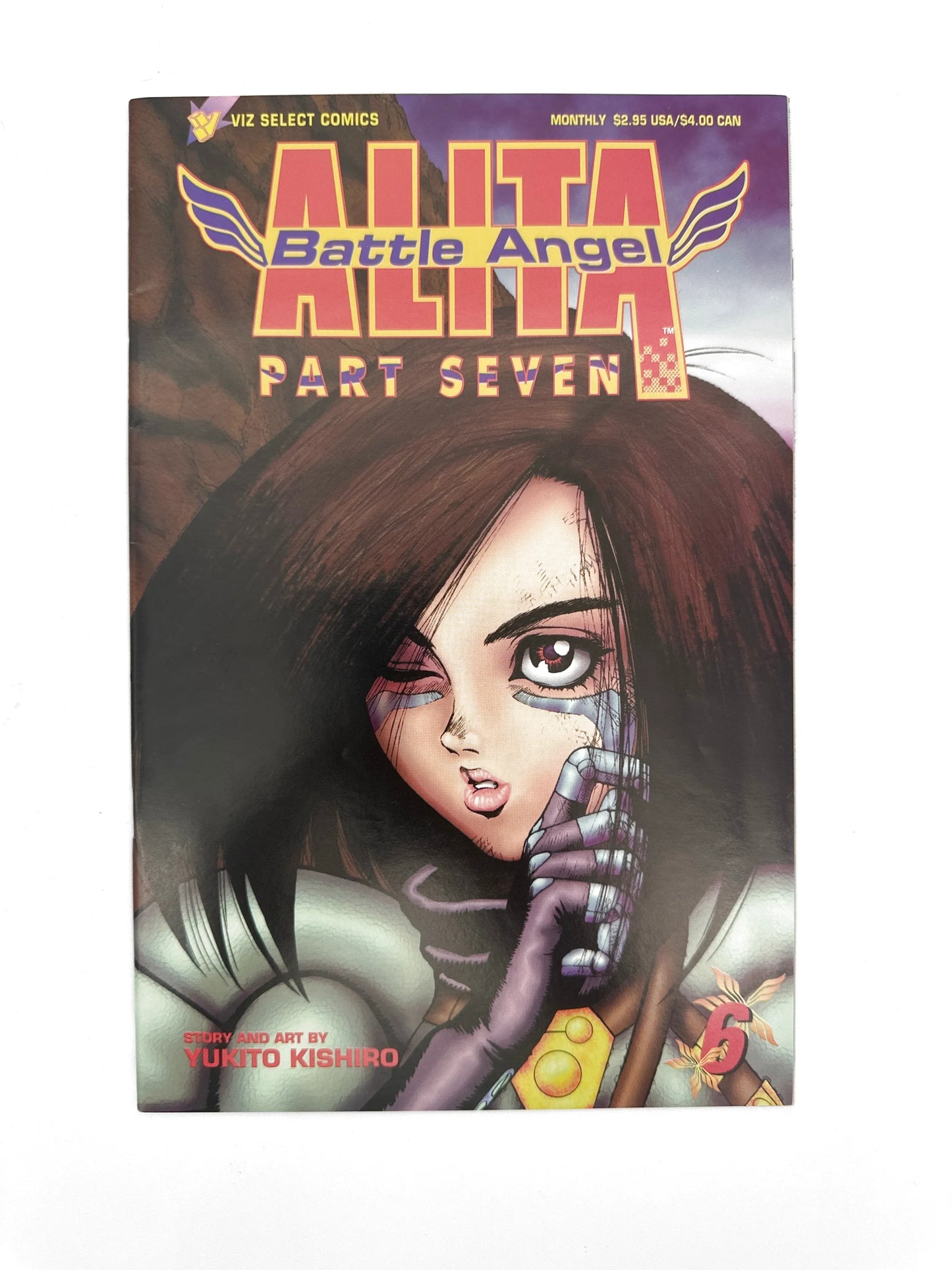A comic book with a colorful illustration of a female character with dark hair and a cybernetic eye.
