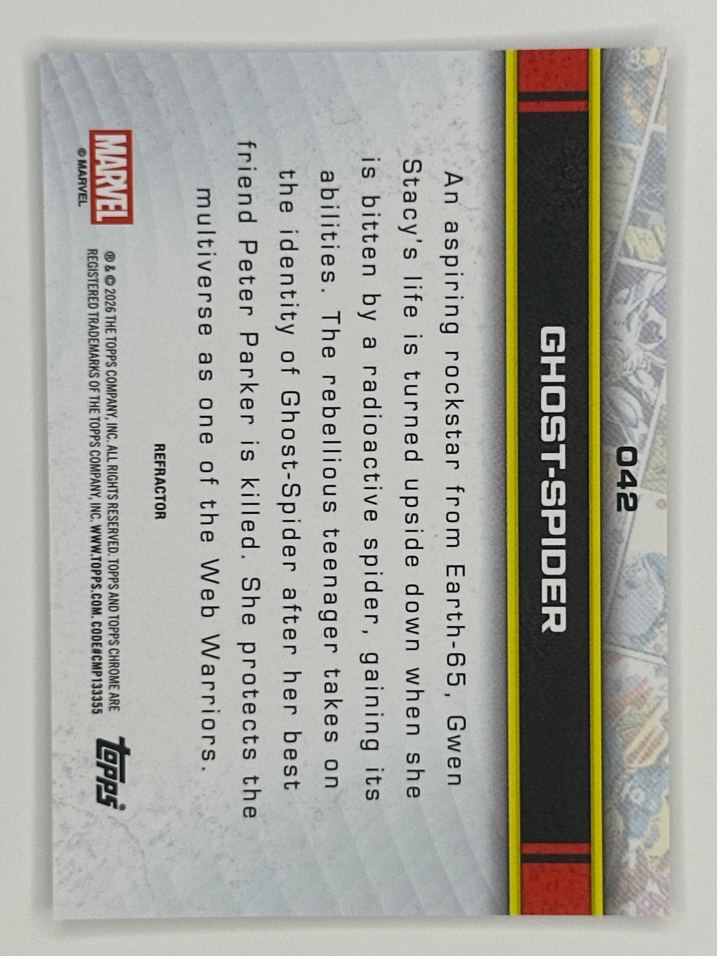2026 Topps Marvel Chrome 042 Ghost-Spider Base Refractor Card