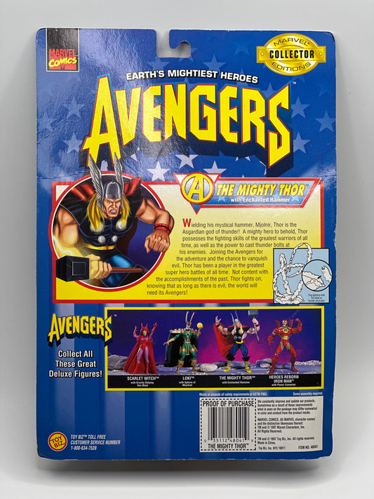 Marvel Avengers The Mighty Thor with Enchanted Hammer Toy Biz Action Figure – 1997 Sealed