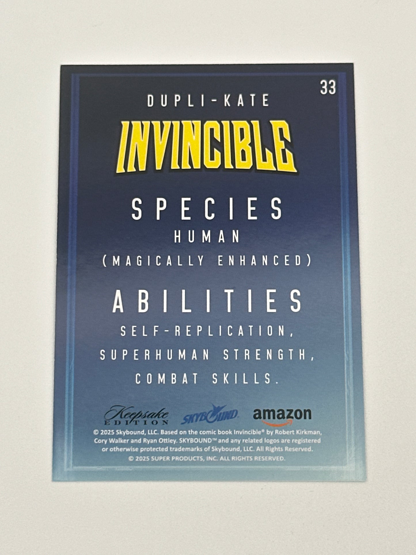 2025 Invincible Season 1 Keepsake Trading Card #033 Dupli-Kate Base Card