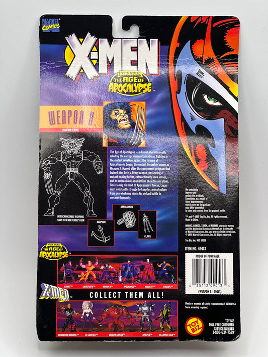X-Men Age of Apocalypse Weapon X Wolverine with Interchangeable Weapons Toy Biz Action Figure – 1995 Sealed